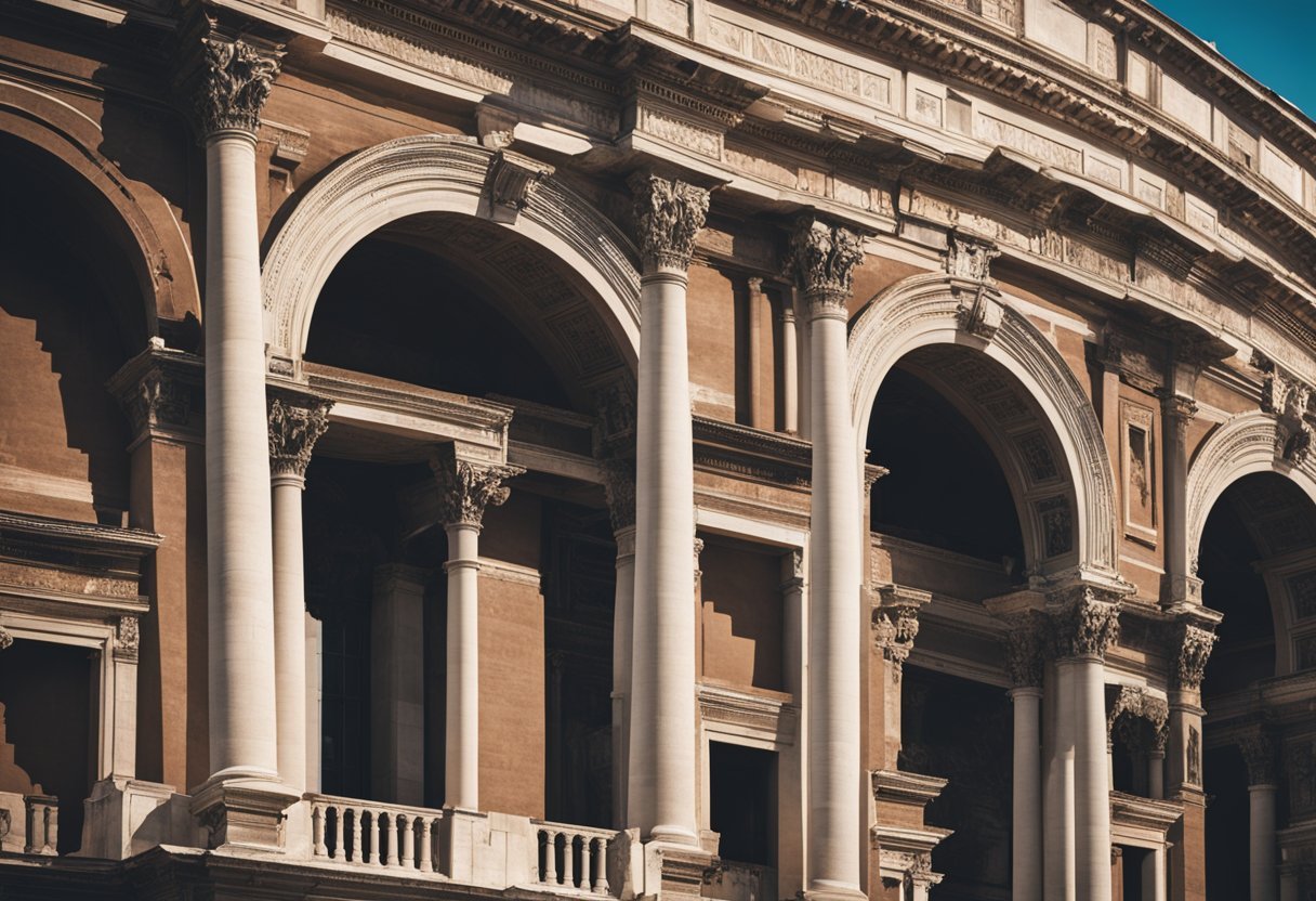 The grand architecture of ancient Rome, with towering columns and intricate arches, stands as a testament to the enduring legacy of the Roman Empire